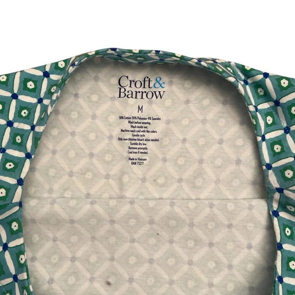 Croft & Barrow Stretch Fit & Flare Dress Size M Teal White Boatneck Stretch Work - Picture 8 of 10